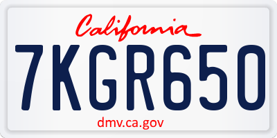 CA license plate 7KGR650