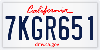 CA license plate 7KGR651