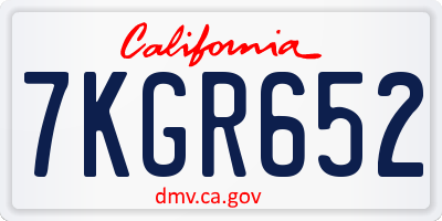 CA license plate 7KGR652