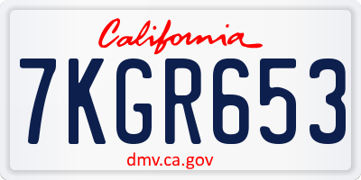 CA license plate 7KGR653