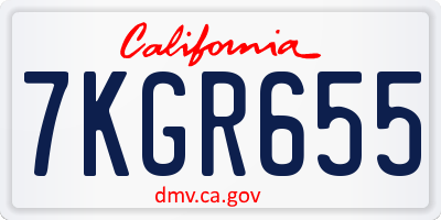 CA license plate 7KGR655