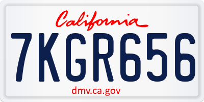 CA license plate 7KGR656