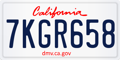 CA license plate 7KGR658