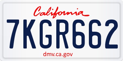 CA license plate 7KGR662
