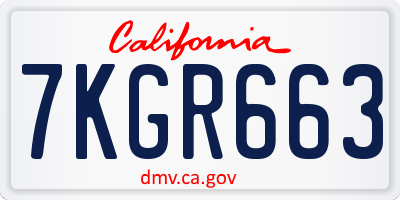CA license plate 7KGR663