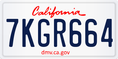 CA license plate 7KGR664