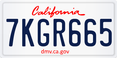 CA license plate 7KGR665