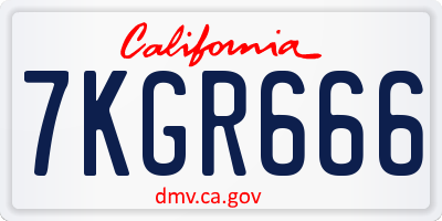 CA license plate 7KGR666