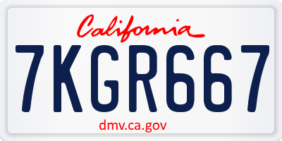 CA license plate 7KGR667