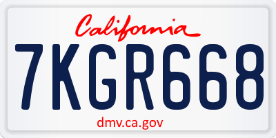CA license plate 7KGR668