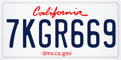 CA license plate 7KGR669