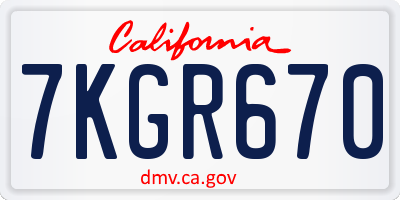 CA license plate 7KGR670