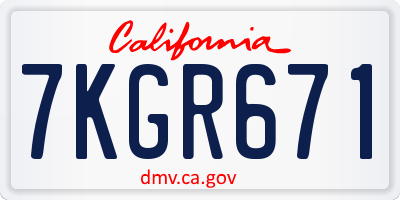 CA license plate 7KGR671