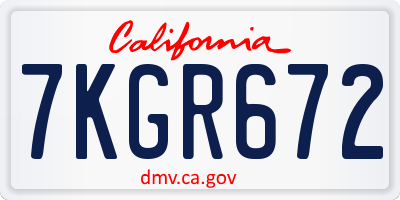 CA license plate 7KGR672