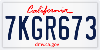 CA license plate 7KGR673