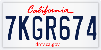CA license plate 7KGR674