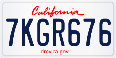 CA license plate 7KGR676