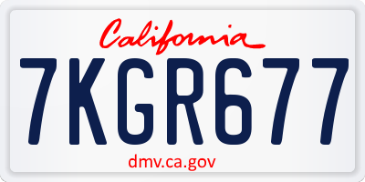 CA license plate 7KGR677