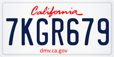 CA license plate 7KGR679