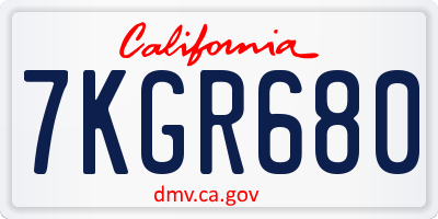 CA license plate 7KGR680