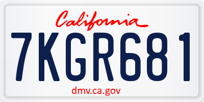CA license plate 7KGR681