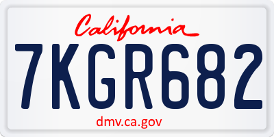 CA license plate 7KGR682