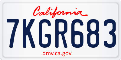 CA license plate 7KGR683