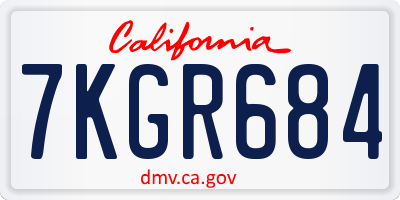 CA license plate 7KGR684