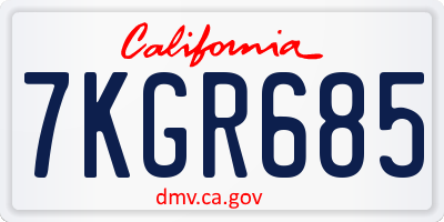 CA license plate 7KGR685