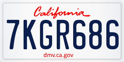 CA license plate 7KGR686