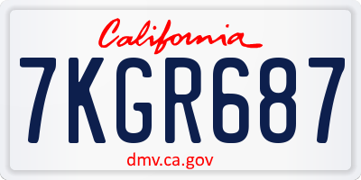 CA license plate 7KGR687