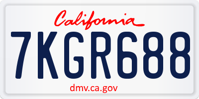 CA license plate 7KGR688