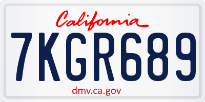 CA license plate 7KGR689
