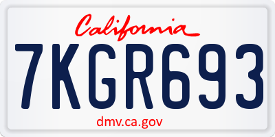 CA license plate 7KGR693
