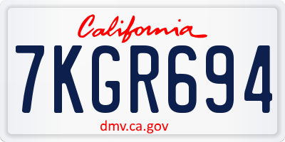 CA license plate 7KGR694