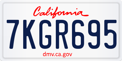 CA license plate 7KGR695