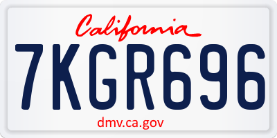 CA license plate 7KGR696