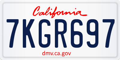 CA license plate 7KGR697