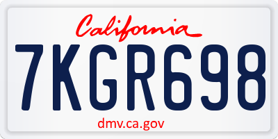 CA license plate 7KGR698