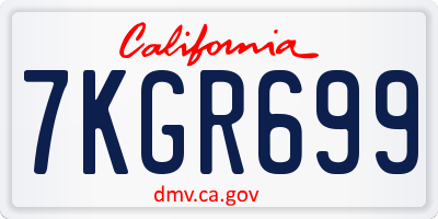 CA license plate 7KGR699