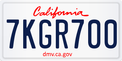 CA license plate 7KGR700