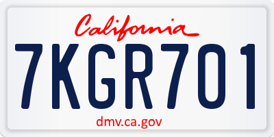 CA license plate 7KGR701