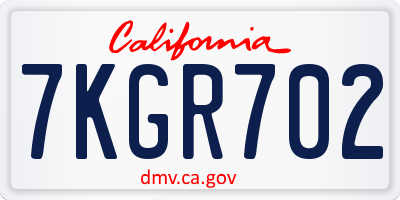 CA license plate 7KGR702
