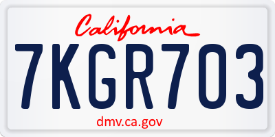 CA license plate 7KGR703