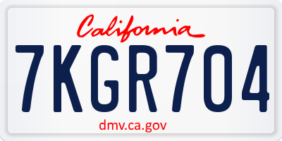 CA license plate 7KGR704