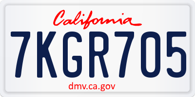 CA license plate 7KGR705