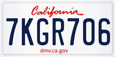 CA license plate 7KGR706