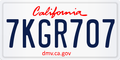 CA license plate 7KGR707