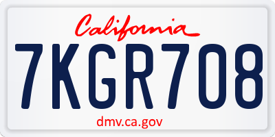 CA license plate 7KGR708