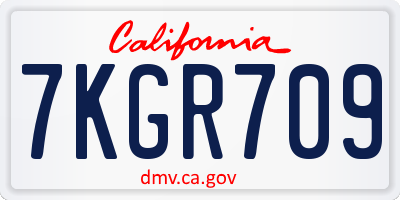 CA license plate 7KGR709